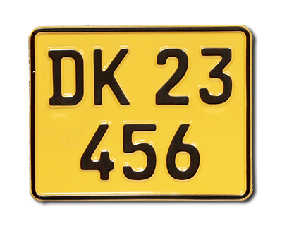 15. Danish MC plate smaller size yellow reflex 195 x 155 mm